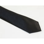 Mens Narrow Tie/Hankie Set Satin Vito Rofolo by J.Valintin VTR-121 Solid Black