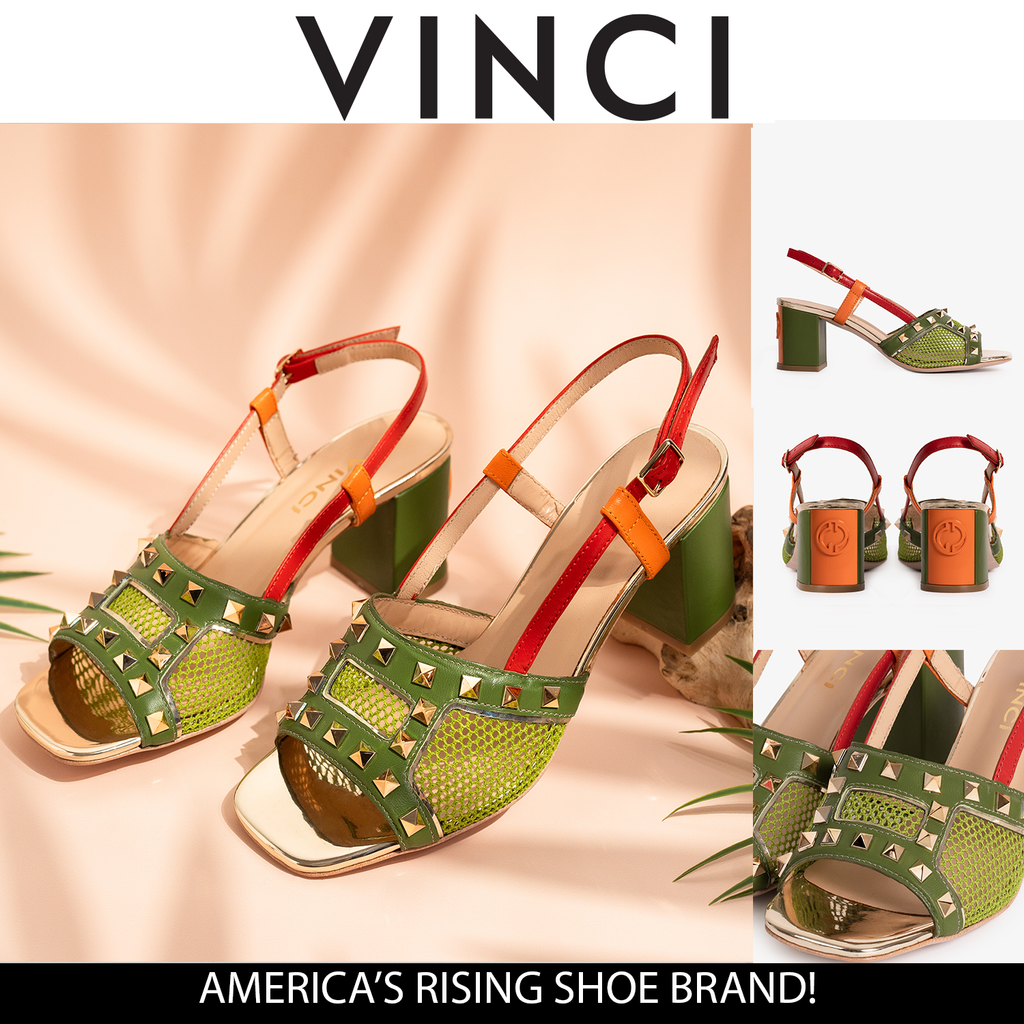 Vinci The Linea Green Leather Women Slingback Sandal