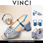 Vinci The Linea Blue Leather Women Slingback Sandal