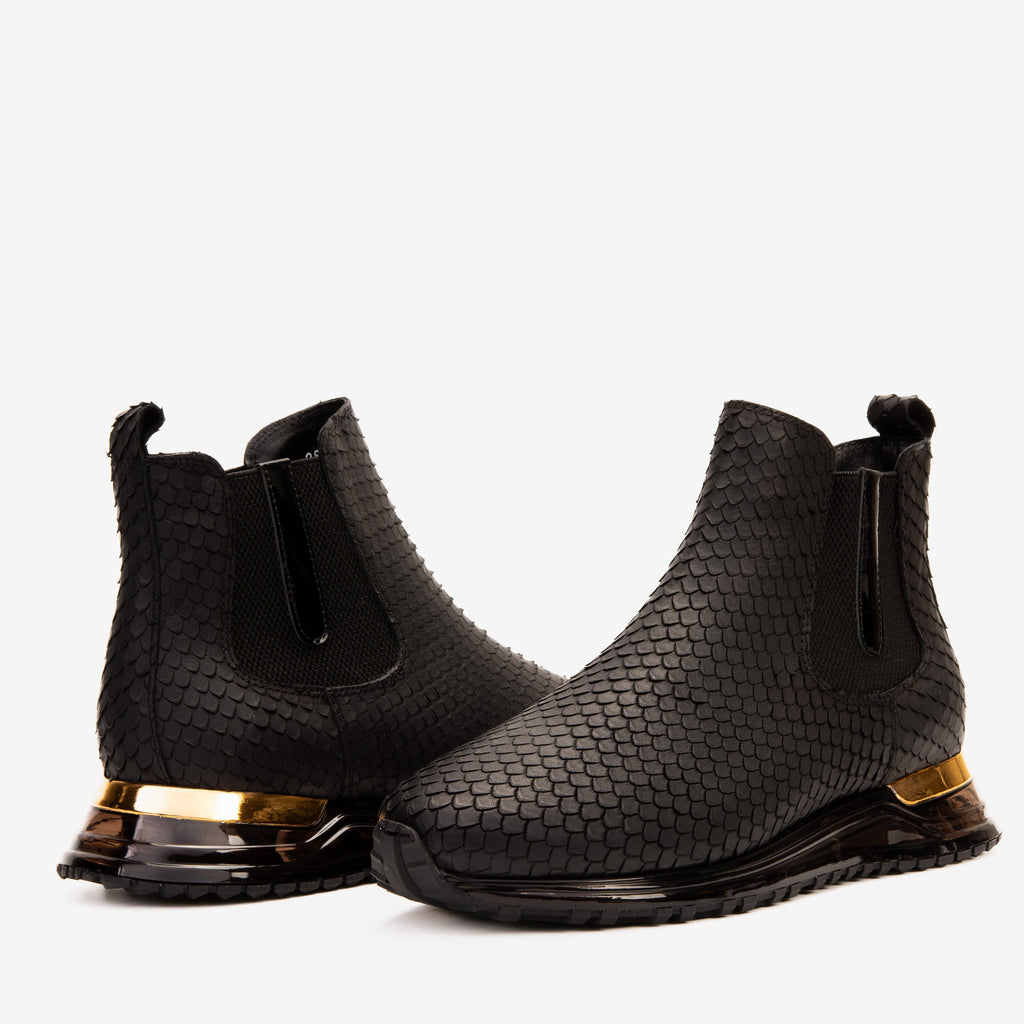 Vinci The Panther Black Leather Men Chelsea Boot