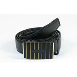 Mens VALENTINI Leather Belt Automatic Adjustable Removable Buckle RT022 Black
