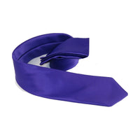 Men Stacy Adams Neck tie Hanky Set Business Formal Solid Color Satin S15 purple