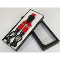 ELEGANT Suspenders Clip on and Button Option for Slacks or Suit Pants Red