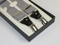 ELEGANT Suspenders Clip on and Button Option for Slacks or Suit Pants Silver