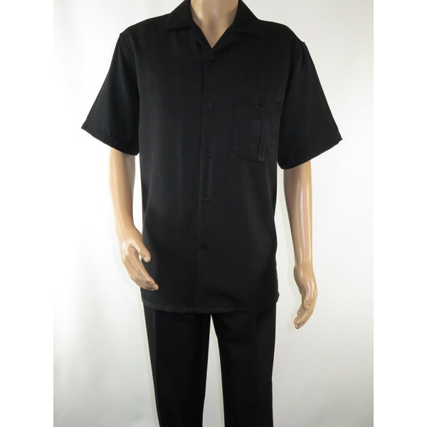 Men 2pc Walking Leisure Suit Short Sleeves By DREAMS 256-00 Black New