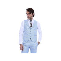Men 3pc Vested Suit Turkey USA WESSI J.VALINTIN Slim Fit 132-22 Plaid Blue sale