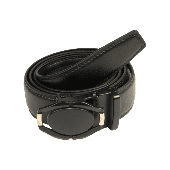 Mens VALENTINI Leather Belt Automatic Adjustable Removable Buckle RT008 Black