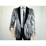 Manzini Insomnia blazer Stage Performer Formal Jacket Shiny Floral MZS255 Silver
