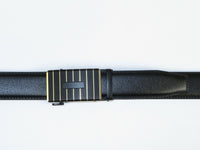 Mens VALENTINI Leather Belt Automatic Adjustable Removable Buckle RT022 Black