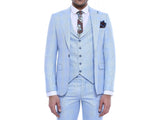 Men 3pc Vested Suit Turkey USA WESSI J.VALINTIN Slim Fit 132-22 Plaid Blue sale