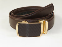 Mens VALENTINI Leather Belt Automatic Adjustable Removable Buckle RT036 Brown