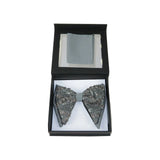 Mens Formal Bow Tie Hankie Insomnia Shiny Butterfly Shape MZE156 gray Sequins