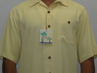 Mens Maze 100% Silk Short Sleeves Shirt By Beyond Paradise 3005 Yellow Casual