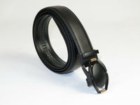 Mens VALENTINI Leather Belt Automatic Adjustable Removable Buckle RT008 Black