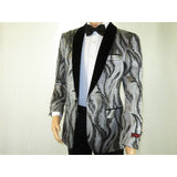 Manzini Insomnia blazer Stage Performer Formal Jacket Shiny Floral MZS255 Silver