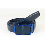 Mens VALENTINI Leather Belt Automatic Adjustable Removable Buckle RT034 Navy