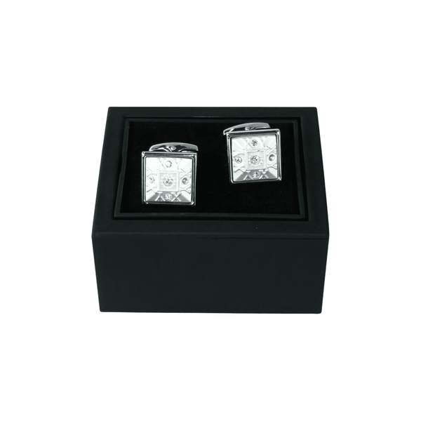 Mens Cufflinks by Vitorofolo for French Cuff Shirt V39-12 Silver Plated,Stoned