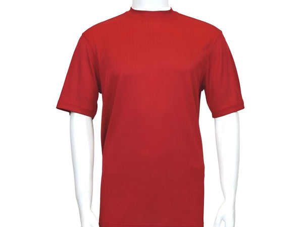 Men Dressy T-Shirt  Log-In Uomo Soft Crew Neck Silky Short Sleeves 218 Red