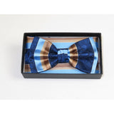 Men Bow Tie Hankie Set Formal Event Tuxedo, Business Suit #BT38 Blue Brown