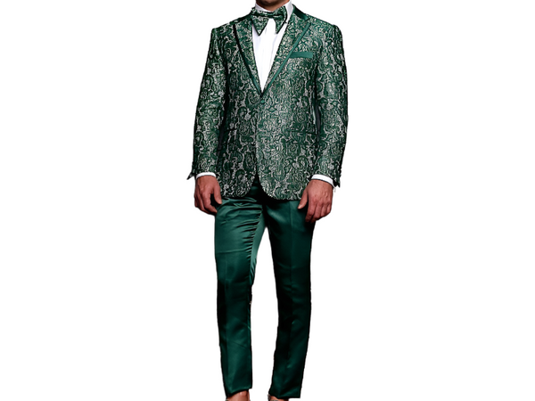Men Insomnia Manzini Blazer Stage Performer Singer Prom MZN137 Green Lace Design