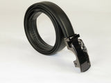 Mens VALENTINI Leather Belt Automatic Adjustable Removable Buckle RT023 Black