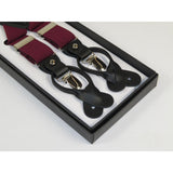 ELEGANT Suspenders Clip on and Button Option for Slacks or Suit Pants Burgundy