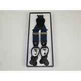 ELEGANT Suspenders Clip on and Button Option for Slacks or Suit Pants Navy Blue