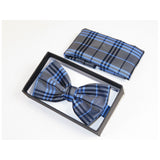 Men Bow Tie Hankie Set Formal Event For Tuxedo or Business Suit #BT39 Blue Gray