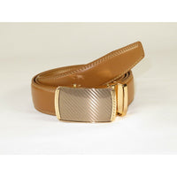 Mens VALENTINI Leather Belt Automatic Adjustable Removable Buckle RT035 Tan