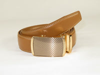 Mens VALENTINI Leather Belt Automatic Adjustable Removable Buckle RT035 Tan