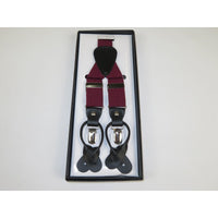 ELEGANT Suspenders Clip on and Button Option for Slacks or Suit Pants Burgundy