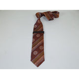 Men Steven Land 100% Woven Silk Big Knot Tie and Hankie Set BW252,03 Rust Multi