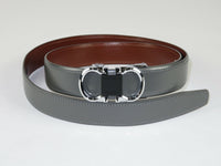 Mens VALENTINI Leather Belt Automatic Adjustable Removable Buckle V506S Gray