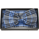 Men Bow Tie Hankie Set Formal Event For Tuxedo or Business Suit #BT39 Blue Gray