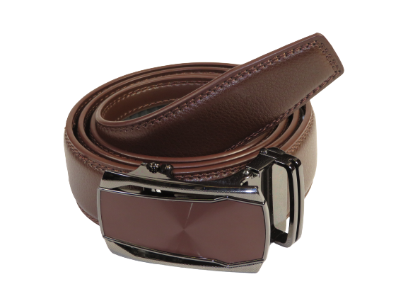 Mens VALENTINI Leather Belt Automatic Adjustable Removable Buckle RT031 Brown