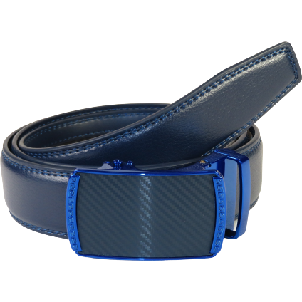 Mens VALENTINI Leather Belt Automatic Adjustable Removable Buckle RT034 Navy